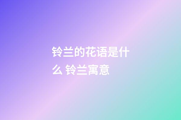 铃兰的花语是什么 铃兰寓意